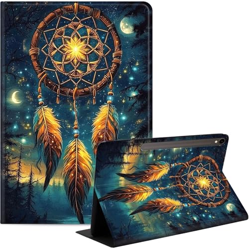 Case for Samsung Galaxy Tab S10 FE/ S9 FE 5G 10.9 Inch/Tab S9 11 Inch, Slim PU Leather Stand Cover with Auto Wake/Sleep, Multi-Angle Viewing & Shockproof, Dreamcatcher 02