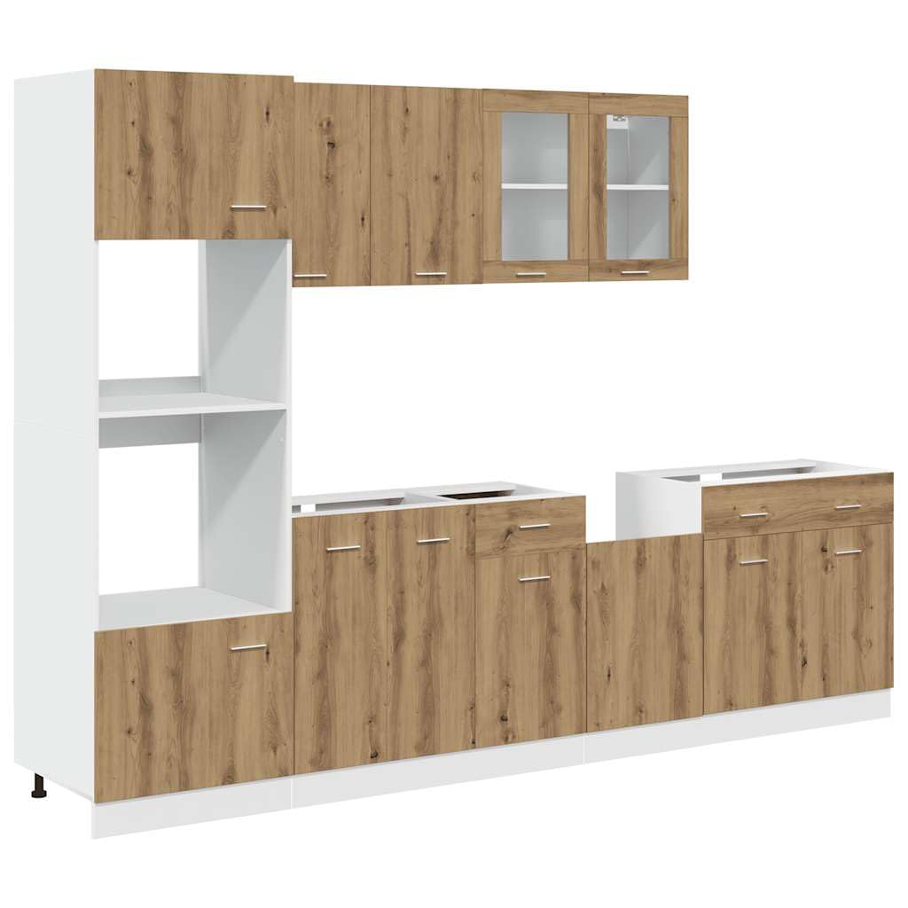 vidaXL 7-TLG. Küchenschrank-Set Lyon Artisan-Eiche Holzwerkstoff, Küchenzeile, Küchenschrank, Schrank, Hängeschrank, Spülenunterschrank, Küchenmöbel
