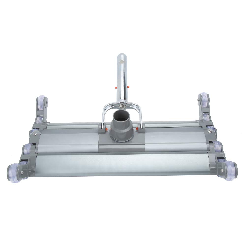 XHTLLO 18in Aluminum Alloy Vacuum Suction Cleaner, Swimming Pool Spa Cleansing Tool with 12 Rollers, Easy to Operate, 360° Rotation for Efficient Cleansing