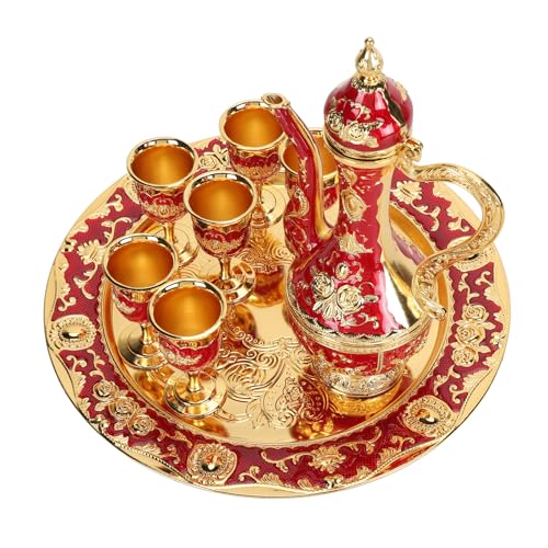 Generic Juego de Cafetera Vintage Multiusos, Elegantes Tazas de té de Metal para Amantes del café y Recién Casados, Aleación de Zinc (oro rojo)