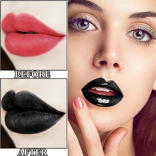 Duozeng 3 Pcs Lip Liner And Lipstick Set,Waterproof Black Matte Liquid Lipstick Lip Liner,Long Lasting Lip Gloss Halloween Gothic Makeup Set,Matte Lipstick Velvet Nude Lip Gloss Stain Lipgloss Makeup thumb #2