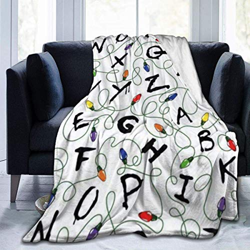 ZCHW Throw Blanket Luxury Cozy Fleece Blanket Warm Super Soft Comfort Lightweight Flannel Fleece Blanket 50 x 40 Stranger Letter Things White