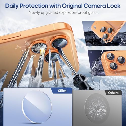 Image of for iPhone 17 Pro / 17 Pro Max Camera Lens Protector Original Individual Lens Screen Protector | 9H Hardness, Scratch-Resistant, Case Friendly (Orange)