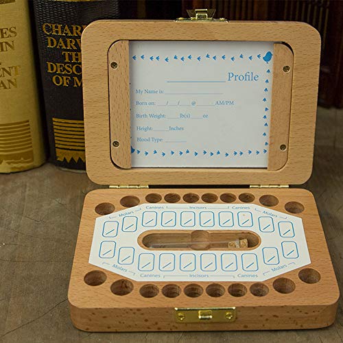 OWSOO Caixa de dentes de bebê Casa dentária de madeira para crianças Caixa de coleta de dentes de be