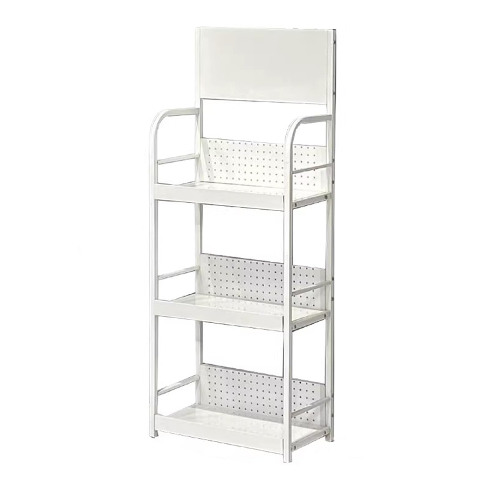 Organizador de latas de piso de 3 niveles y estante de exhibición para tiendas de conveniencia, despensas y farmacias, soporte para botellas de agua al por menor, blanco, 21in / 55 cm, perfecto para