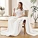 Joydeco 100% Cotton Muslin Throw Blanket for Couch Bed and Sofa, 4-Layer Lightweight and Breathable Soft Gauze Blanket for All Season, Luxury Throws Cotton Blanket Gift(White, 50