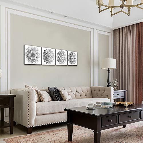 Black And White Art Decorative Pattern Canvas Wall Art For Living Room Bedroom Wall Decor Bathroom Decorations,4 Piece Modern Home Decoration Inspirational Wall Paintings Posters Pictures Artwork #TOP6