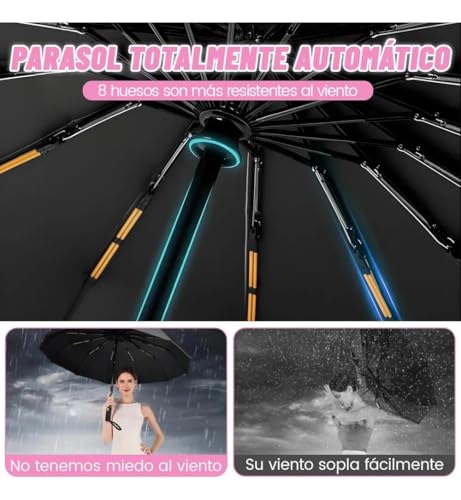 Image of LANBRELLA Portable & Folding Travel Umbrella, 3 Fold, Auto Open Close, Water Resistant, Windproof, with Carrying Handle