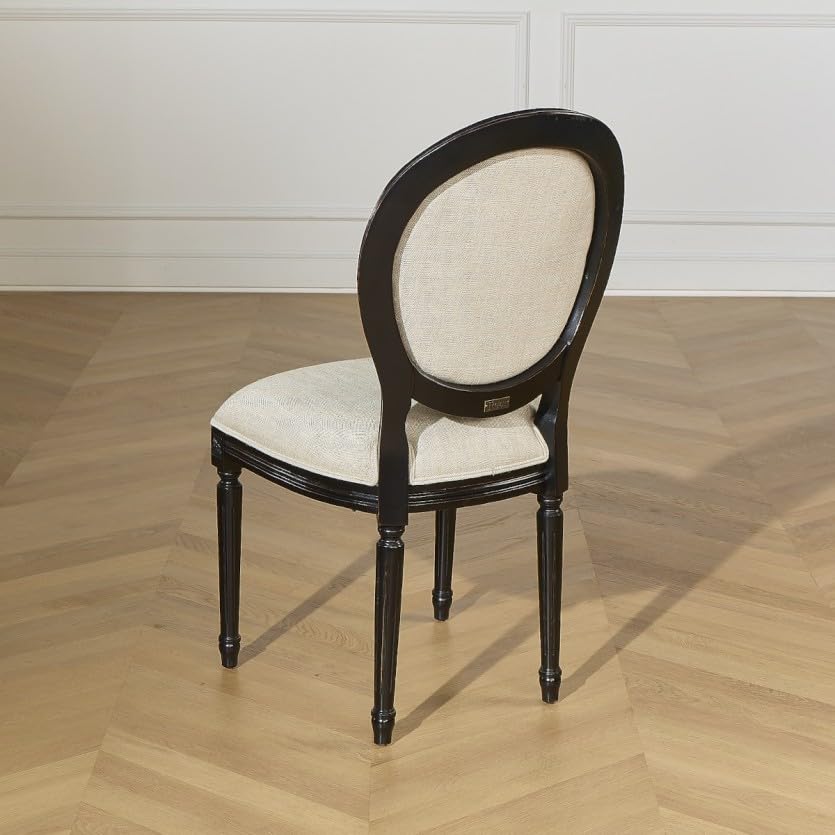 Robin des bois - MEDAILLON : Lot de 2 chaises en Bois Couleur Noire et Lin Beige