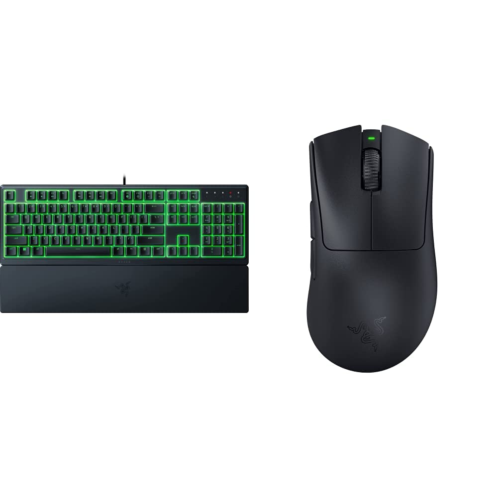 Razer Ornata V3 X - Tastiera a membrana a basso profilo Chroma RGB & DeathAdder Essential - Mouse da gioco essenziale con sensore ottico da 6.400 DPI