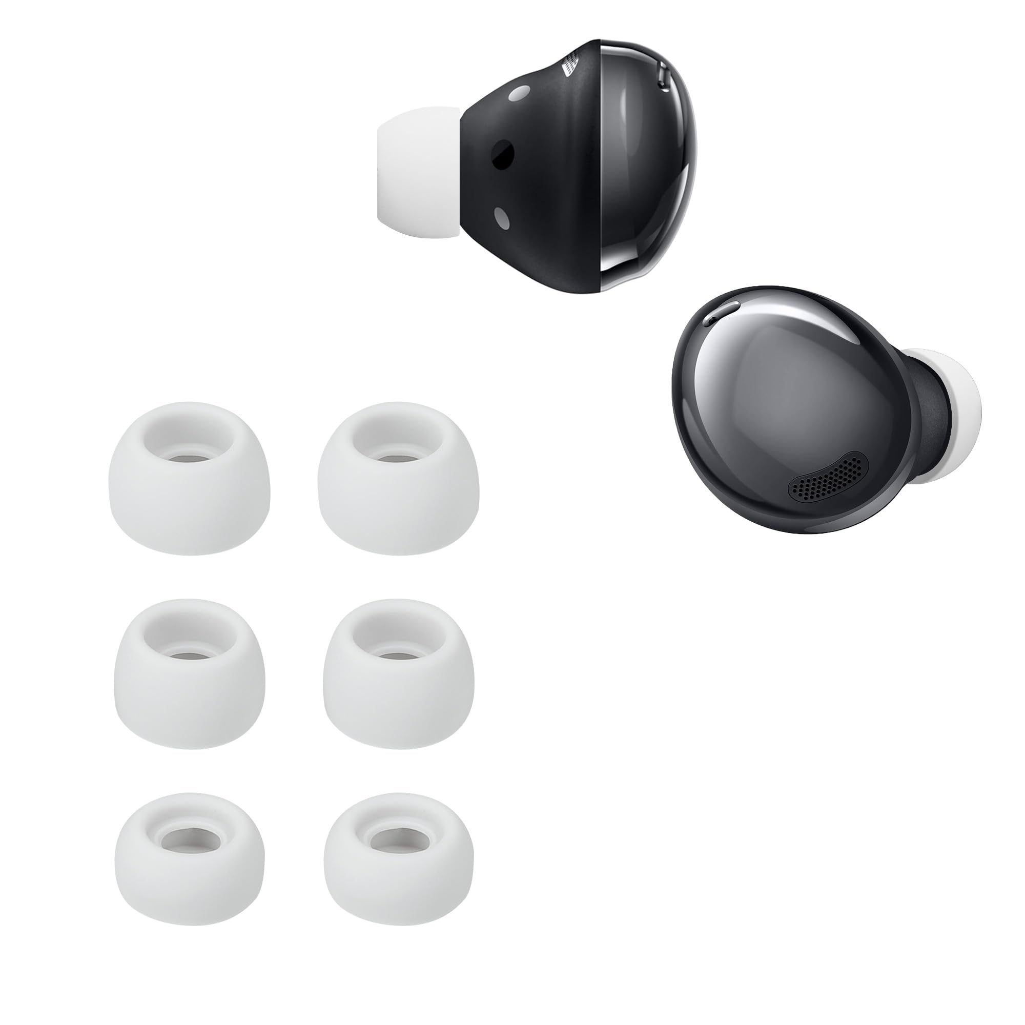 kwmobile 6X Replacement Ear Tips Compatible with Samsung Galaxy Buds Pro - Silicone Tips for Earphones - Grey