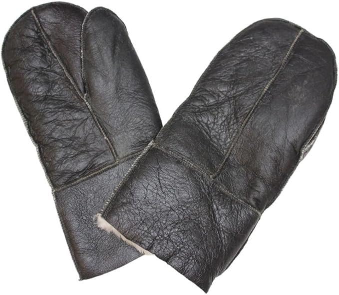 TruClothing Manoplas unisex de piel de oveja auténtica para invierno, cálidas, forro de lana gruesa