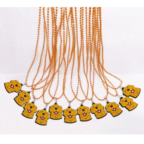 Image of 24 Pack Golden Retriever Necklace Party Favors for Animal Baby Shower, Birthday Party Goodie Bag Fillers, School Carnival Rewards, Photography Props, Home Decorations, Classroom Prize
