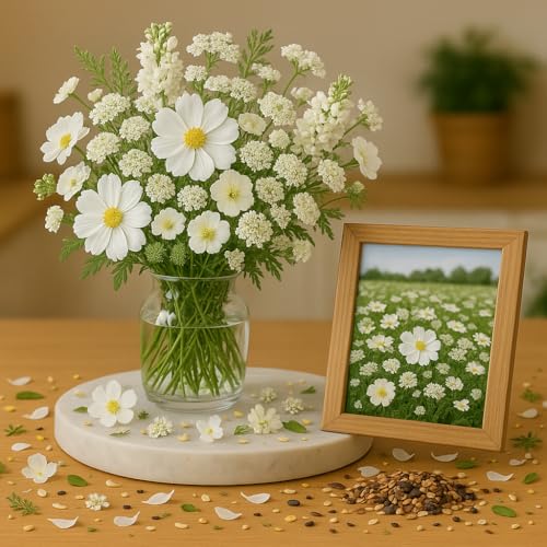 250 Graines de Fleurs d’Été – Mélange de Nuances BLANC - Mélange de 12 Variétés BLANCHE - Fleur Jardin - 379