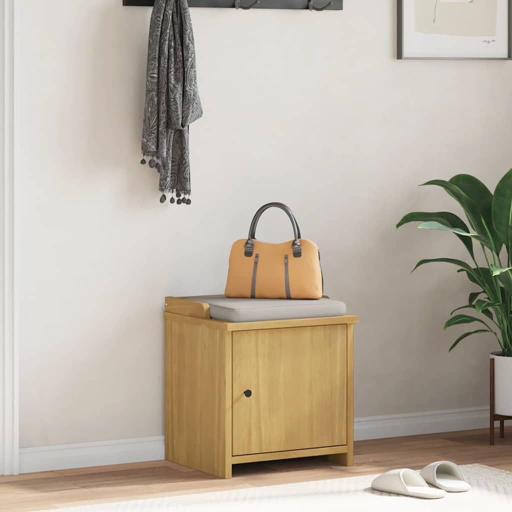 Banc de couloir en pin massif Sandnes 45x40x50 cm avec coffre de rangement et siège rembourré