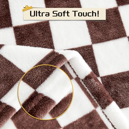 Image of Yurhap Checkered Baby Blanket Fleece Baby Blankets Neutral for Boys Girls, Super Soft Warm Lightweight Infant Toddler Newborn Receiving Gifts for Crib Stroller, 30x40 Inch, Brown