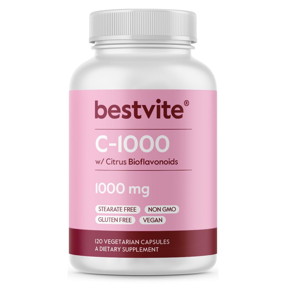 Sponsored Ad - BESTVITE High Strength Vitamin C 1000mg (120 Vegetarian Capsules) with Citrus Bioflavinoids - No Stearates - Vegan - Non GMO - Gluten Free - Daily Antioxidant & Immune Support*