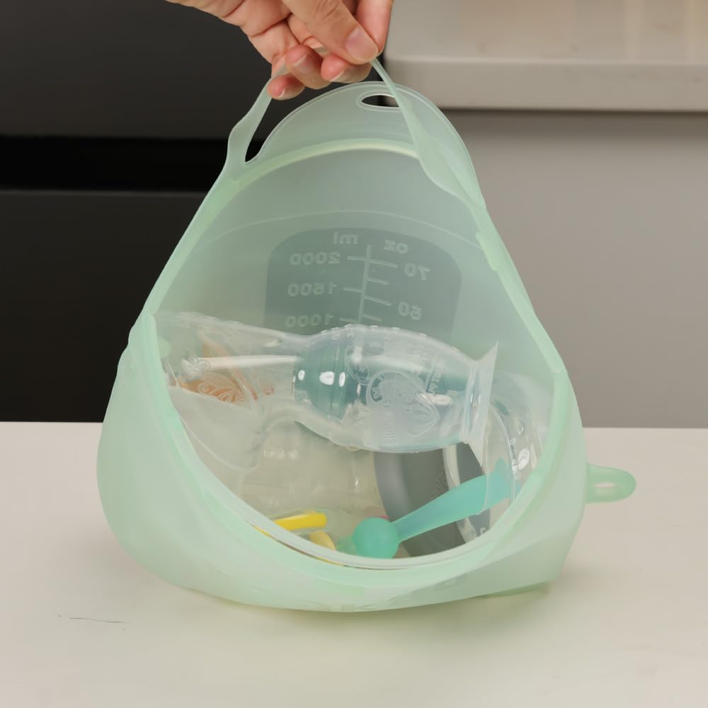 Bolsa Esterilización Biberones para Microondas Reutilizable 2000 ml – Esteriliza Sacaleches, Biberones, Tetinas y Cocina Alimentos con Vapor – Bolsa Esterilización Uso Múltiple – Haakaa