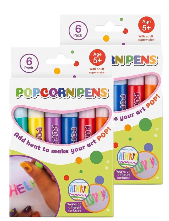 jinpyzqlch 12PCS Magic Popcorn Pen, DIY Bubble Popcorn Drawing Pens, 3D Bubble Popcorn Drawing Pens 2 Box