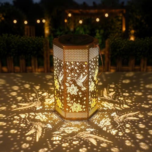 Image of Eandisom Hummingbird Solar Lantern Gifts for Women Mom Grandma