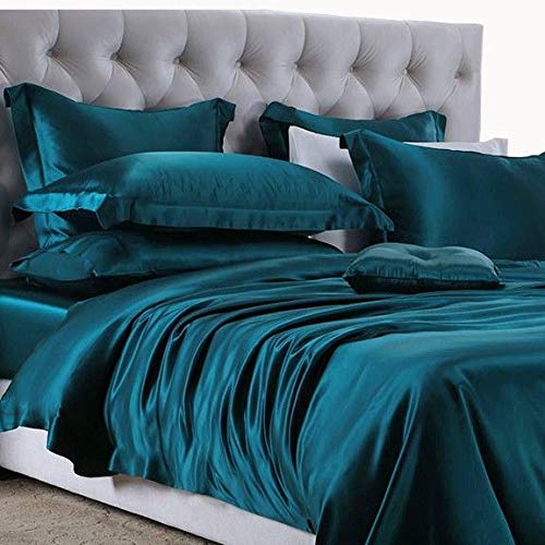 Cloud fino 100% Pure Silk Satin Comforter 400GSM, Box Stitching, Gives Very Relaxing and Rich Feeling Bright Colors & Glorious Looking!!. Double|Teal