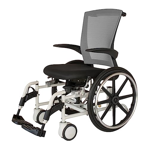 Daily Living Indoor Manual WheelChairs for Adults (Gray) Manual Wheelchair w/Flip-Away Armrests 38.5 lb Height Adjust Wheelchair w/Handrings & Removable Footplates Medical Supplies for Seniors