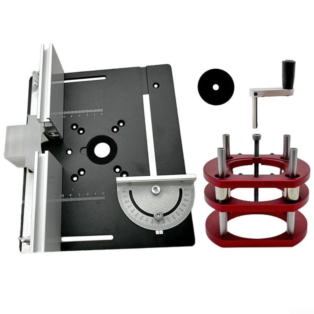 Tavolo router in legno di alluminio per operazioni di fresatura elettrica efficienti, nero, resistente, regolabile, banco da lavoro di precisione per progetti fai da te e professionali di lavorazione