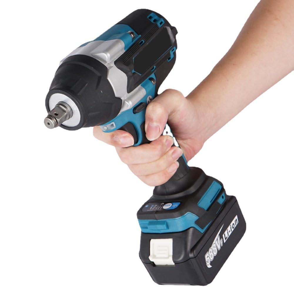 Clé à Choc Sans Fil Couple Maxi 1800N.m, 3 Vitesses, Boulonneuse à Choc Électrique 1/2", 21V Batterie 3000mAh Li-Ion avec Chargeur Rapide, Lampe de Travail LED,pour Travaux Lourds