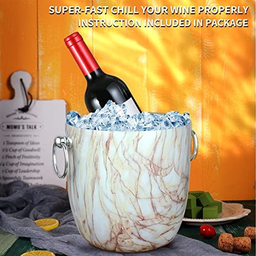 Ice Bucket With Lid, Scoop, Tongs And Strainer - Well Made Insulated Stainless Steel Keep Ice Frozen Longer - Ideal For Cocktail Bar, Parties, Chilling Wine, Champagne - 3 Liter (Carraramarble) #TOP2