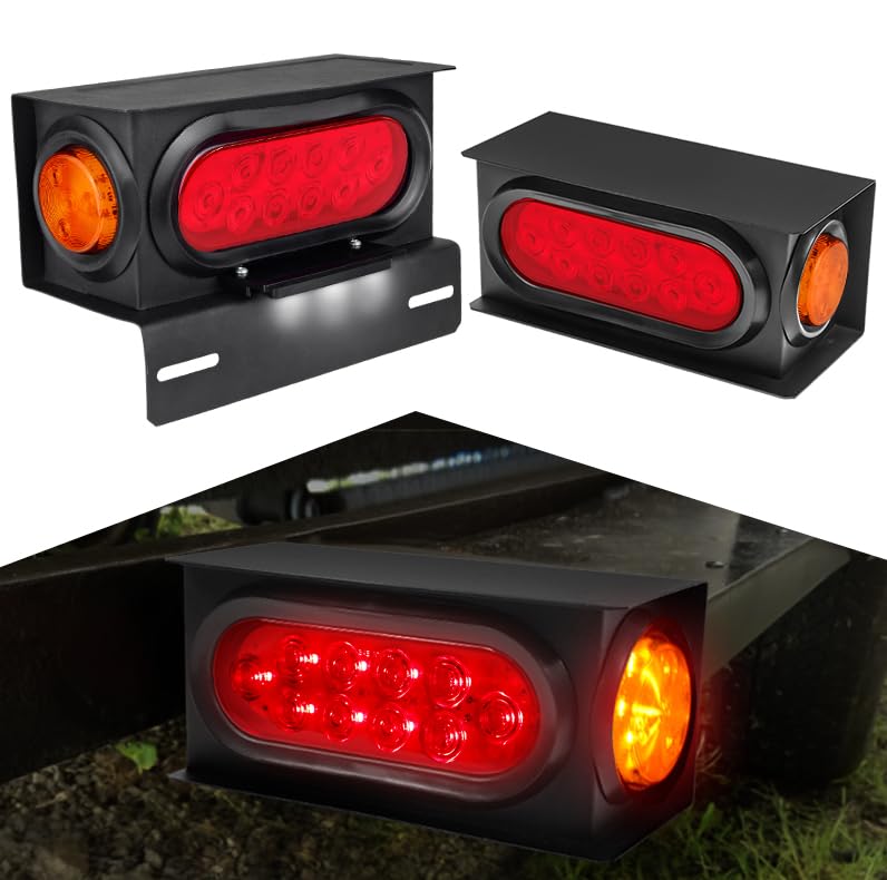 LIMICAR LED Trailer Lights Kit, Steel Trailer Light Boxes, Trailer Lights with 2 Round LED Marker Lights, Trailer Light Kit, Trailer Tail Lights, LED Tail Light Boxes