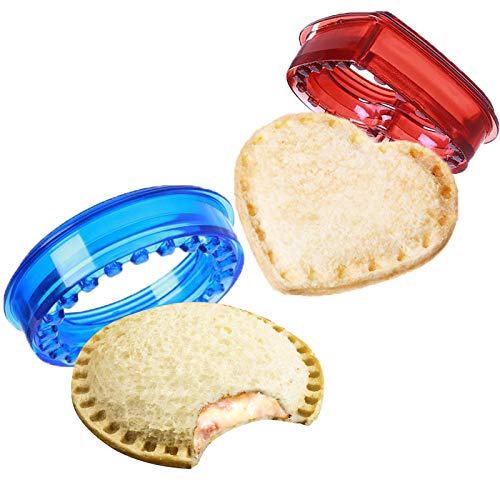 OBSGUMU Sandwich Cutter and Sealer Set of 2(11Pcs)-Uncrustables Sandwich Maker,Safety Material DIY Sandwich Cutters for Kids,Bread Sandwich Decruster Maker,Great for Lunchbox and Bento Box (Blue&Red)