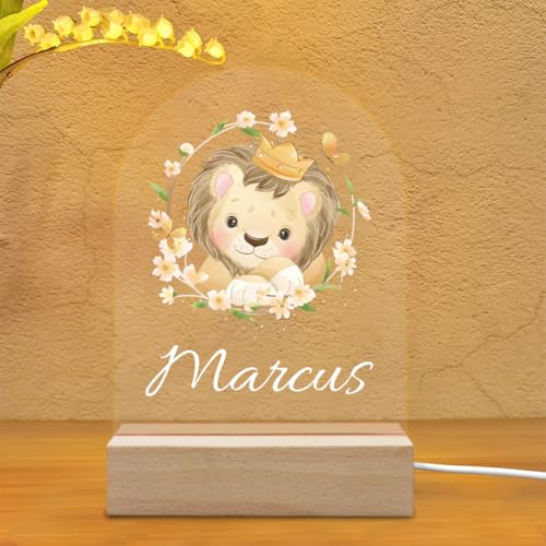 Lámpara de noche personalizada león para niños