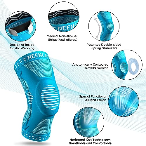 Image of NEENCA Professional Knee Brace, Compression Knee Sleeve with Patella Gel Pad & Side Stabilizers, Knee Support Bandage for Pain Relief, Medical Knee Pad for Running, Workout, Arthritis, Joint Recovery