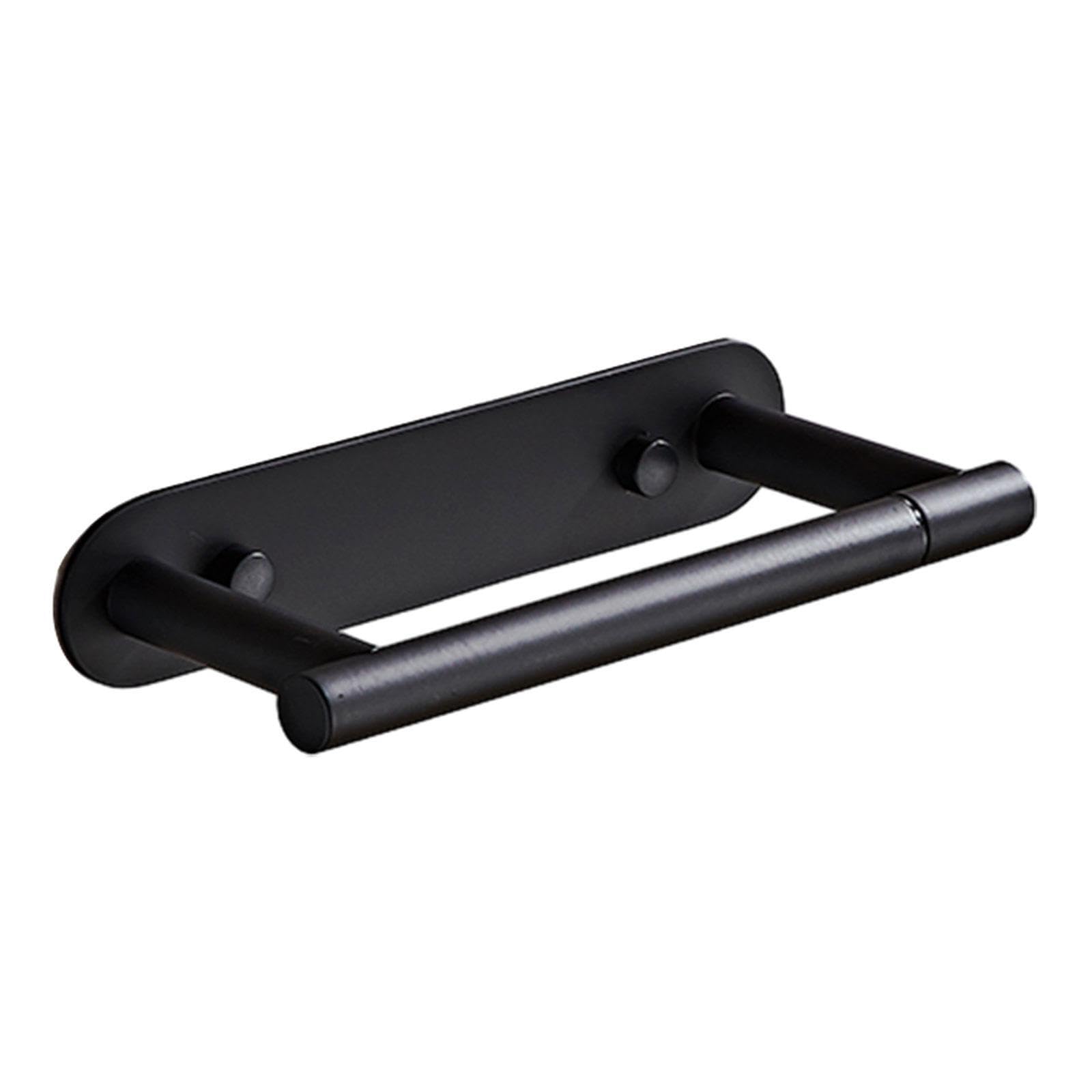 Qixcxaz Black Durable Toilet Paper Roll Holder Wall Mounted Steel Ensures Lasting Bathroom Decor Wall Mounted Toilet Paper Holder Tissue Roll 304 Stainless Steel, 19.5X4x8.2cm