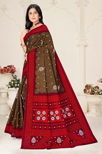 Image of TAMAIRA FASHION Mulmul Pure Cotton Saree For Woman Floral Batik Printed|Office Wear Daily Wear Sarees For Women Without Blouse Piece (Available in 11 Colours)