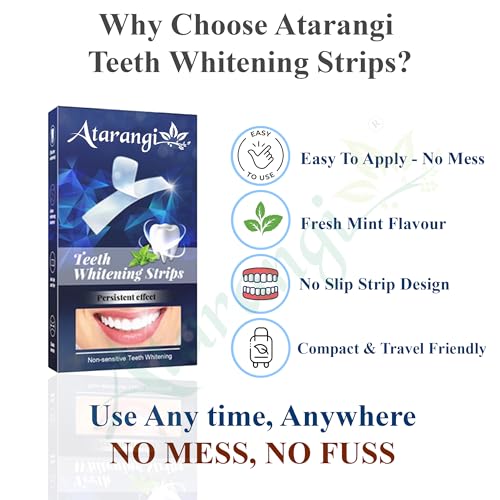 Image of Atarangi Teeth Whitening Strips - 14 PCS (7 Pairs) - Helps Remove Surface Stains from Coffee, Tea & Smoking - Easy Apply & Fresh Mint Flavour