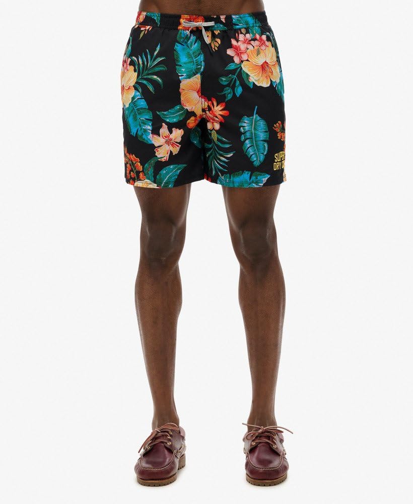 Superdry Męskie szorty kąpielowe o długości 43 cm z nadrukiem hawajskim