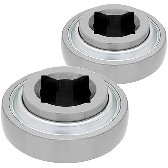 [2-Pack] W209PPB5 - Agricultural AG Heavy Duty Disc Harrow Bearings - Farm Equipment - 1-1/4 in Square Bore ID - 3.34 in OD - 1.438 in Outer Ring Width - Non-Relubricable, Two Triple Lip Seals