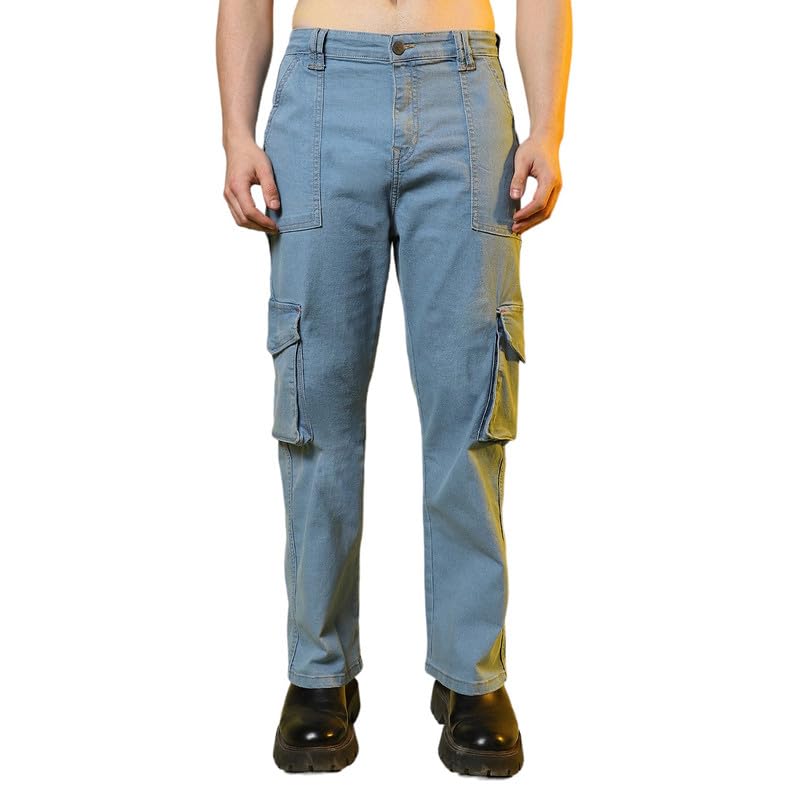 Image of CAHOOT Men's Denim Jeans Wear | Light-Wash | Button Closure | Regular Fit | Denim Jeans Crafted with Comfort Fit for Everyday Wear
