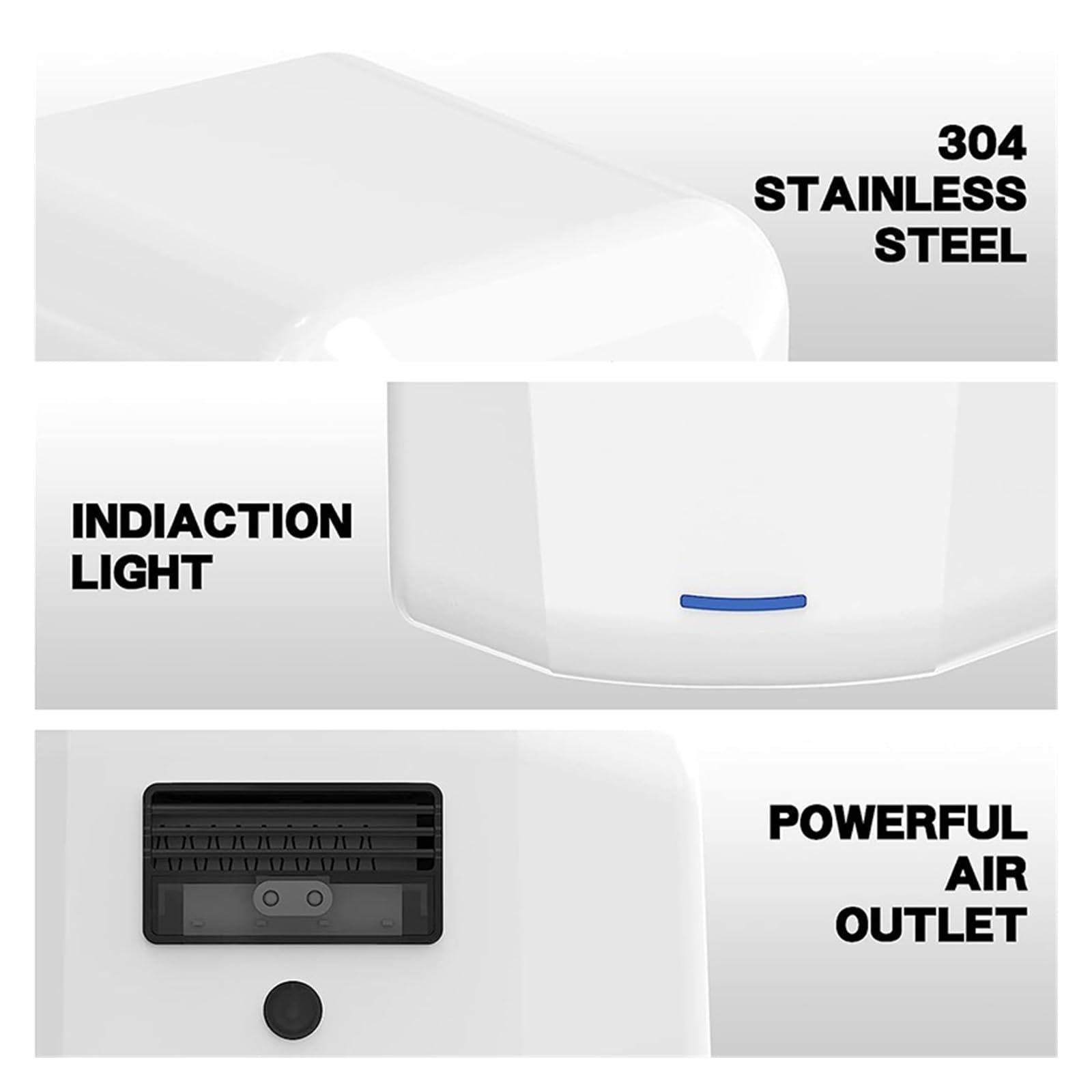 Elektryczna suszarka do rąk z filtrem HEPA, automatyczna suszarka do rąk o dużej prędkości Wiatr gorący zimny wiatr do łazienki komercyjnej(Hand dryer2)