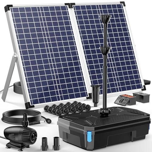 Biling Pompe solaire pour bassin avec filtre 70 W, 2500 l/h, filtre solaire pour bassins et cascade jusqu'à 4000 l, fontaine solaire extérieure, jardin,...