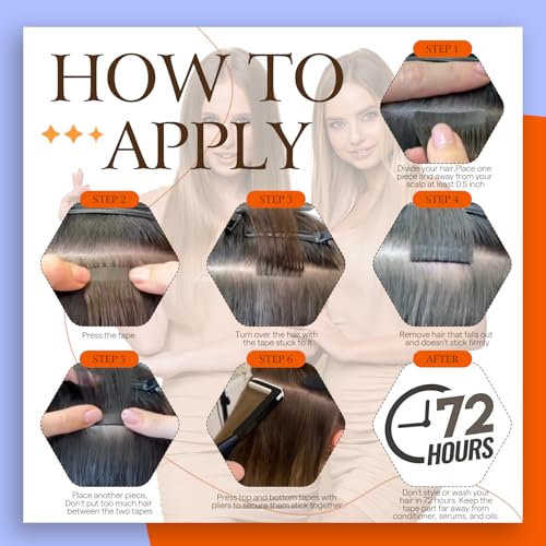 Full Shine Tape In Hair Extensions Double Sided Human Hair Extensions Tape ins Silky Straight Color 60 Platinum Blonde Remy Hair 24 Inch Tape Ins 50G 20 Pcs Seamless Invisible Real Remy Extensions - Image 6