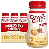 Cow & Gate 2 Follow On Baby Milk Ready to Use Liquid Formula, 6-12 Months, 200 ml, (Pack of 18)