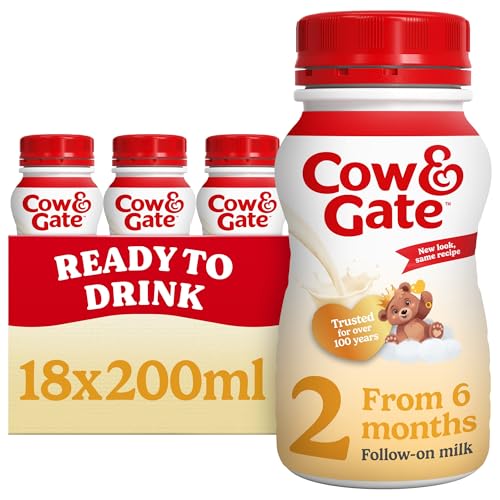 Image of Cow & Gate 2 Follow On Baby Milk Ready to Use Liquid Formula, 6-12 Months, 200 ml, (Pack of 18)
