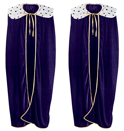 Beistle S60253-PLAZ2 Adult King/Queen Robe 2 Piece, Purple/White/Black/Gold