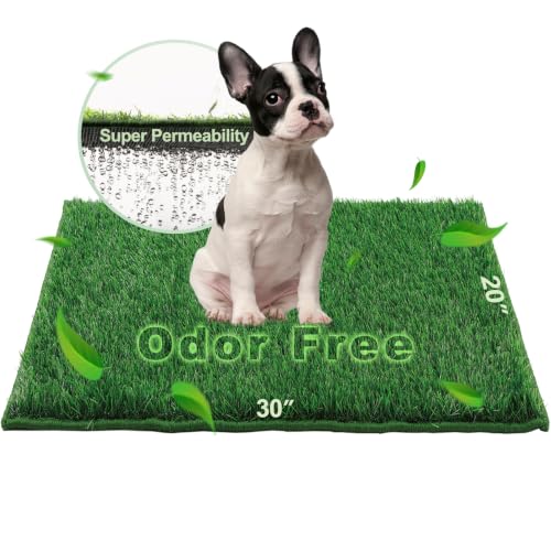 HQ4US 4LEGS Artificial Grass, Dog Pee Grass Pads for Dogs Potty, Odor Free Fake Grass for Dogs Medium 30’’×20’’ with Countless Drainage Holes, Dog Potty Grass Hemmed Edge Realistic