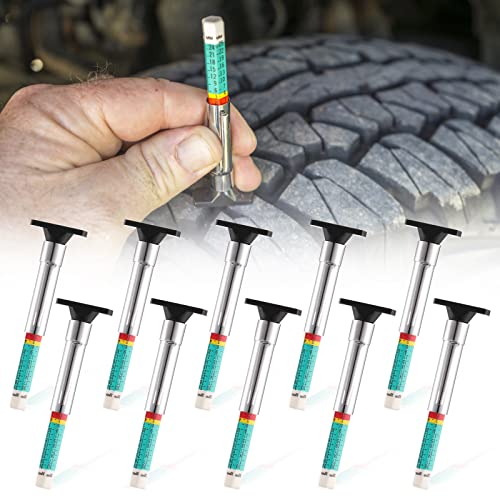 10 Stück Reifen Profiltiefenmesser Reifenprofilprüfer Reifenprofiltiefenmesser Farbcodierter Reifentiefenmesser Tragbar Reifentiefenmesswerkzeug in 25mm/32 Zoll Radprofilprüfer Reifenmesswerkzeug