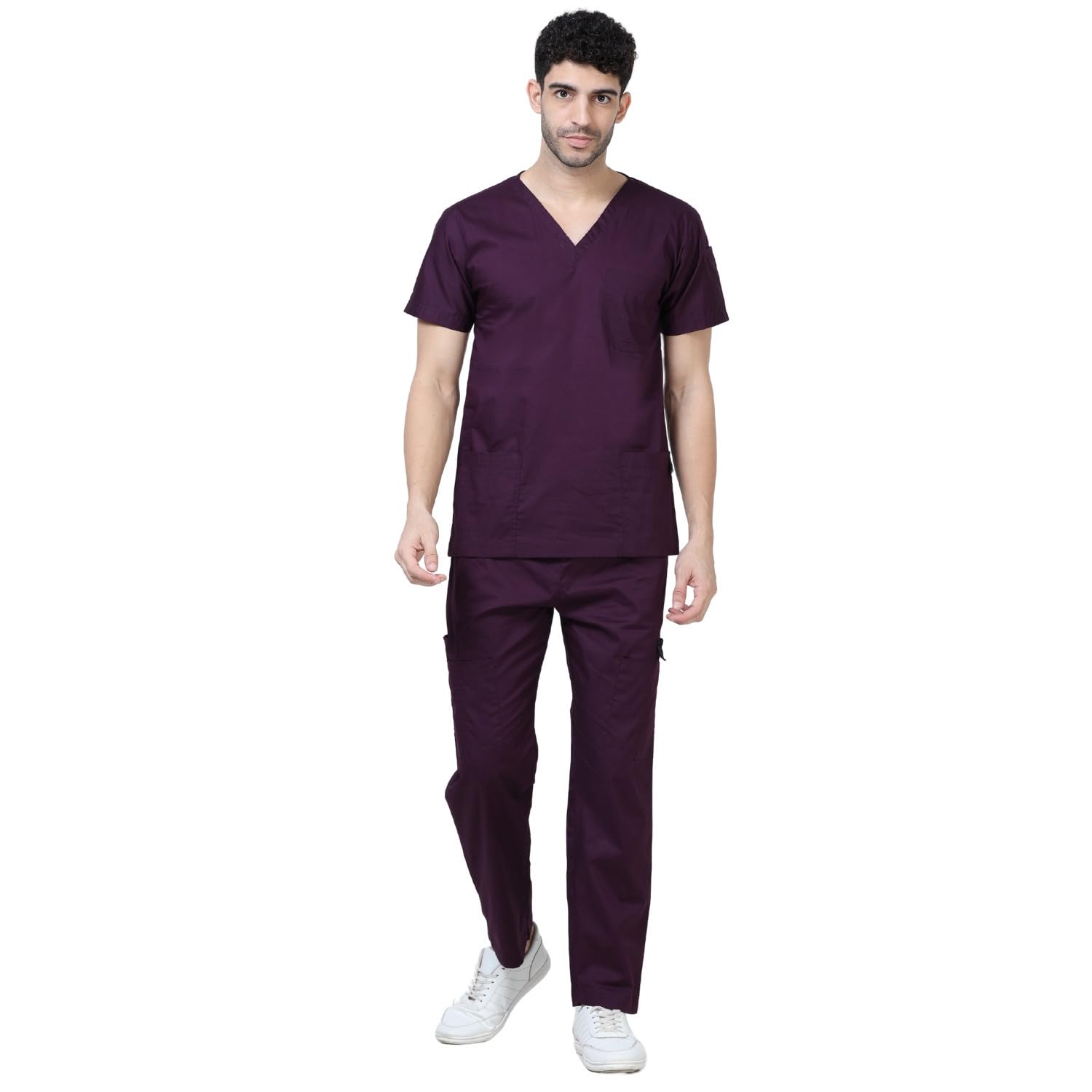 HyCom LycraFit Doctor Medical Scrub Set for Men | Cotton Lycra Blend | Comfortable Top and Bottom | 4 & 8 Pockets | 1 & 2 Hanging Tags | Half Sleeve V Neck Soft Finish Stretchable Fabric (XL Wine Red) (B0D95NQ7T2) Amazon Price History, Amazon Price Tracker