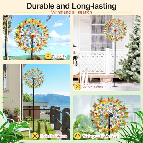 Image of Lairander Butterfly Outdoor Wind Spinners, 84'' Large Garden Wind Spinner, Metal Yard Art Wind Sculptures & Spinners, Garden Decor for Outside Yard Ornaments Clearance Gift for Family