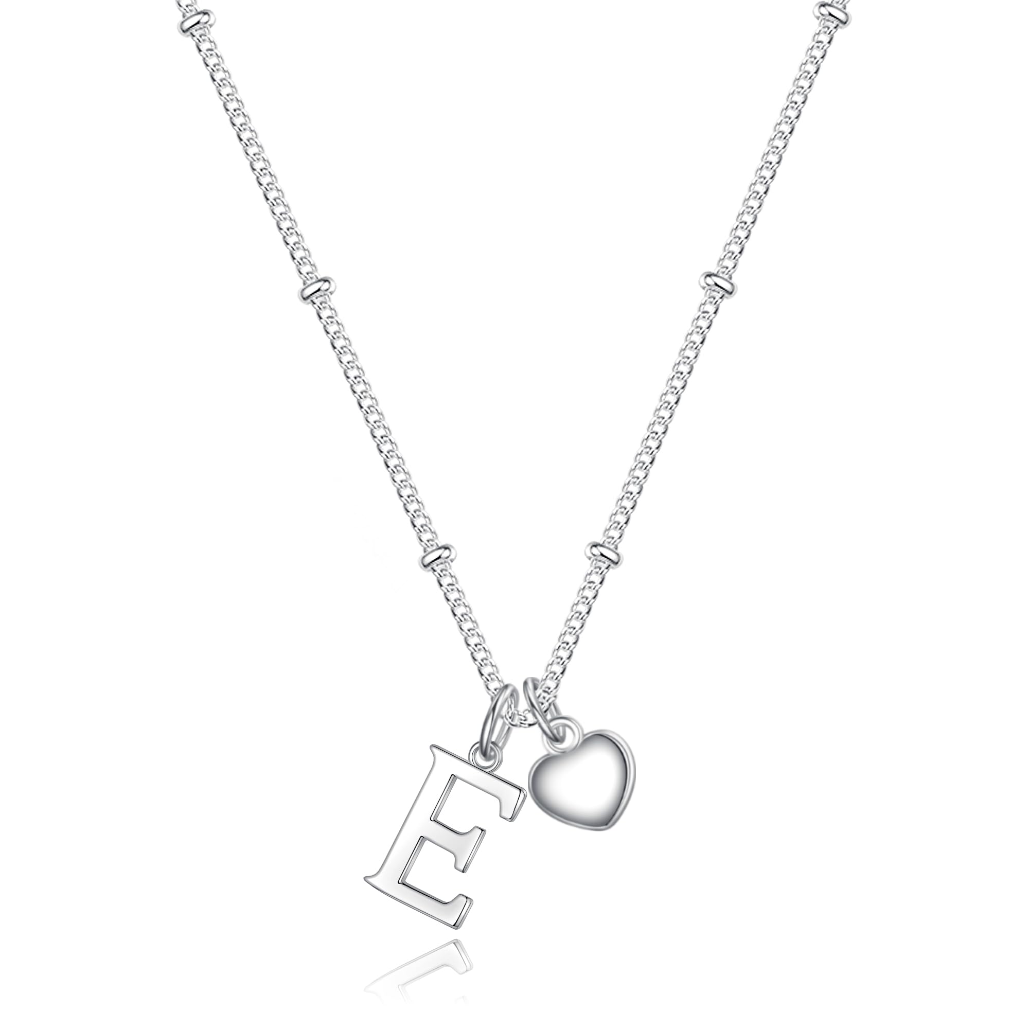 TINGN Muttertagsgeschenke für Mama - 14K Weißgold Vergoldet Silber Herz Charm Kette Damen Buchstaben Silber Personalisierte Halskette Damen Schmuck Geschenke für Mädchen